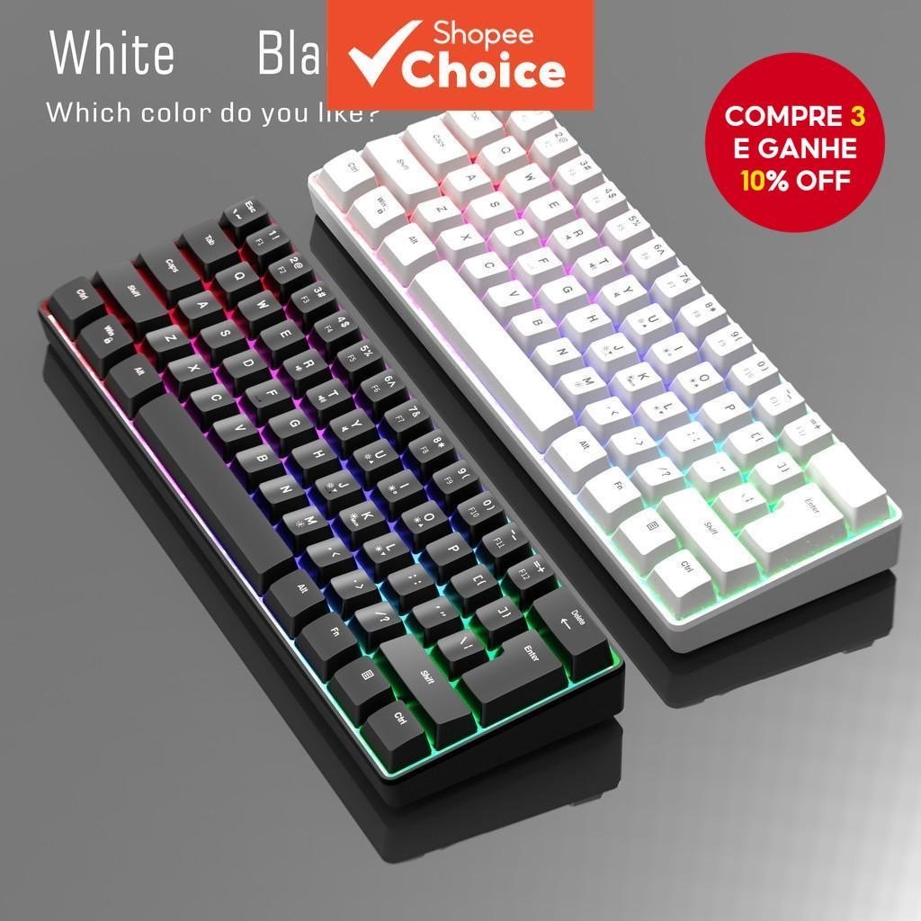 ￼Teclado USB De 61 Teclas RGB Luminous Mini 60 % Para Computador Notebook